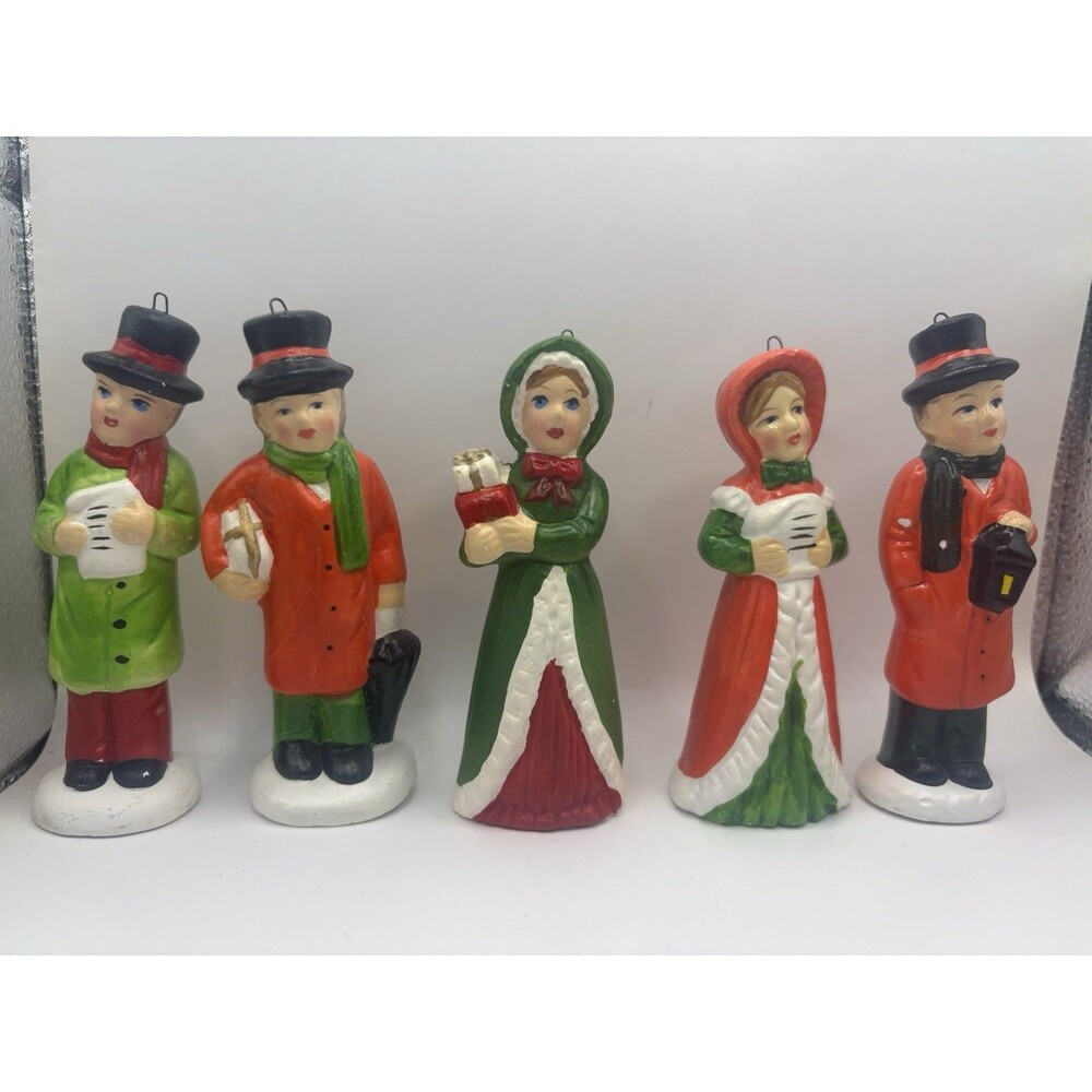 Vintage Christmas Carolers Set 5 Figurines Taiwan Dickens Village Style 4”